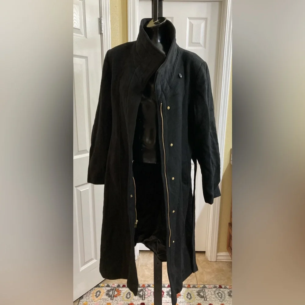 NEW Cole Haan Women's Slick Belted Long Coat Size 12